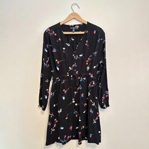 Gap Black Floral Long Sleeve Mini Dress